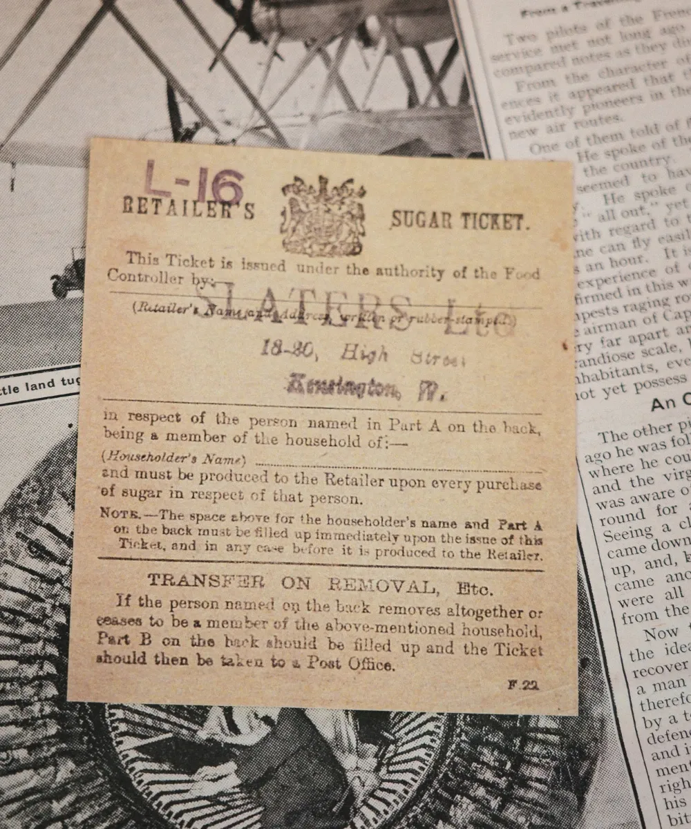 BJC04211 WW1 Sugar Ration Slip - Image 1