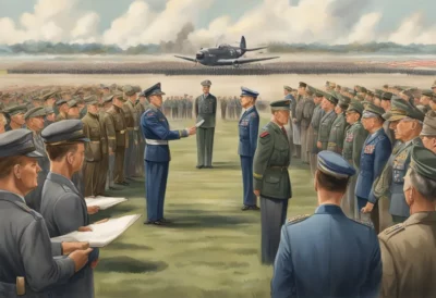 When did WW2 end? Image of men carrying out peace talks