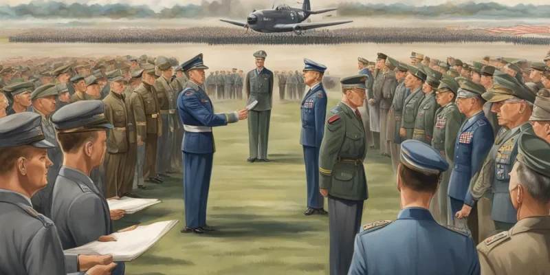 When did WW2 end? Image of men carrying out peace talks