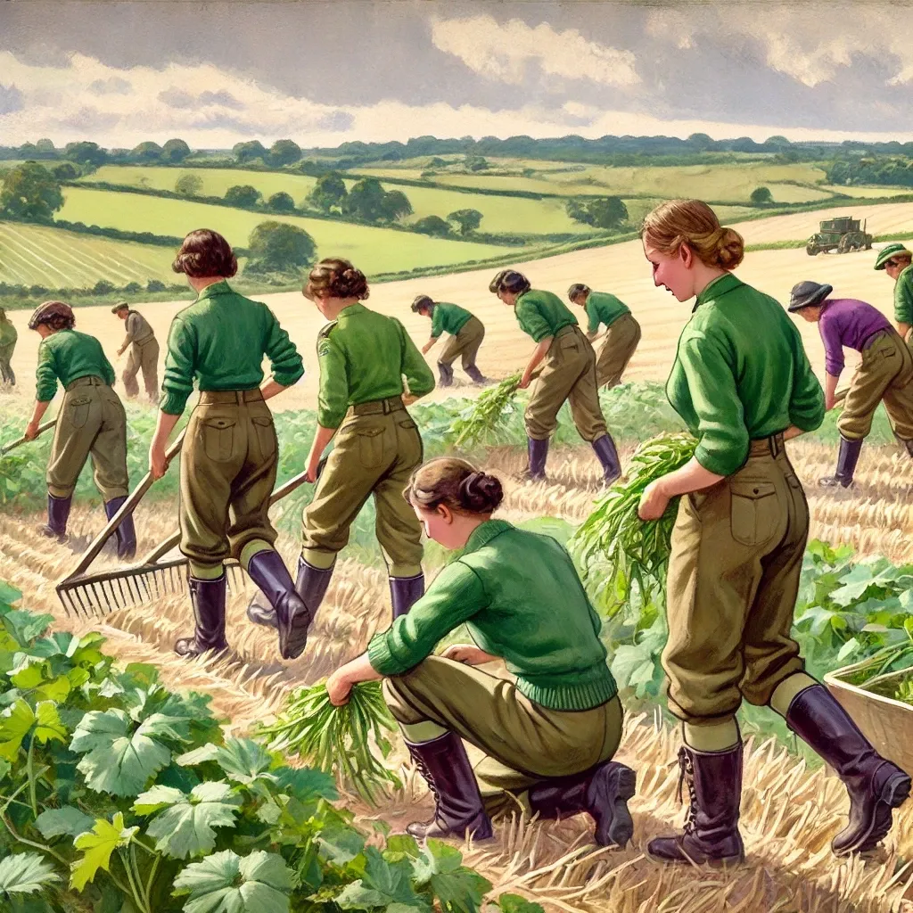 What was the Women’s Land Army? Britain’s Unsung Wartime Heroes 5 The Ration Room 25 58 A vintage style illustration of Womens Land Army members harvesting crops in Britain during World War II The group of women is working in a sunny ru